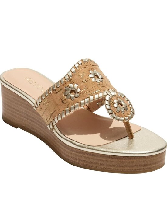 Jack Rogers Shoes - Jack Rogers Women's Jacks Mid Wedge-Stacked Metallic Cork Sandals 9M